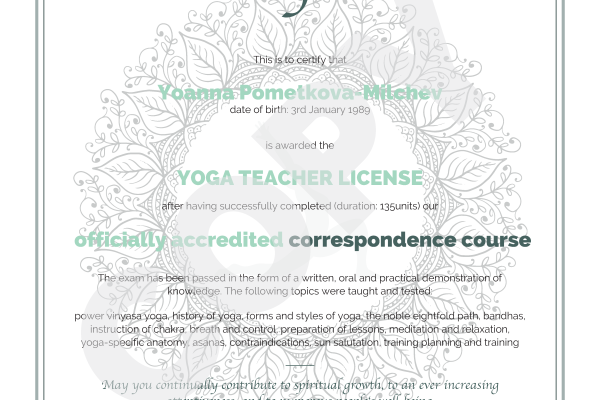 YOGA TEACHER LICENSE